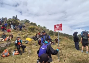 Pemandangan jalur pendakian di Gunung Bawakaraeng dengan vegetasi pegunungan dan langit cerah—menggambarkan kondisi alam yang bisa berubah drastis saat cuaca ekstrem. (Foto: Suara.com/Basarnas)