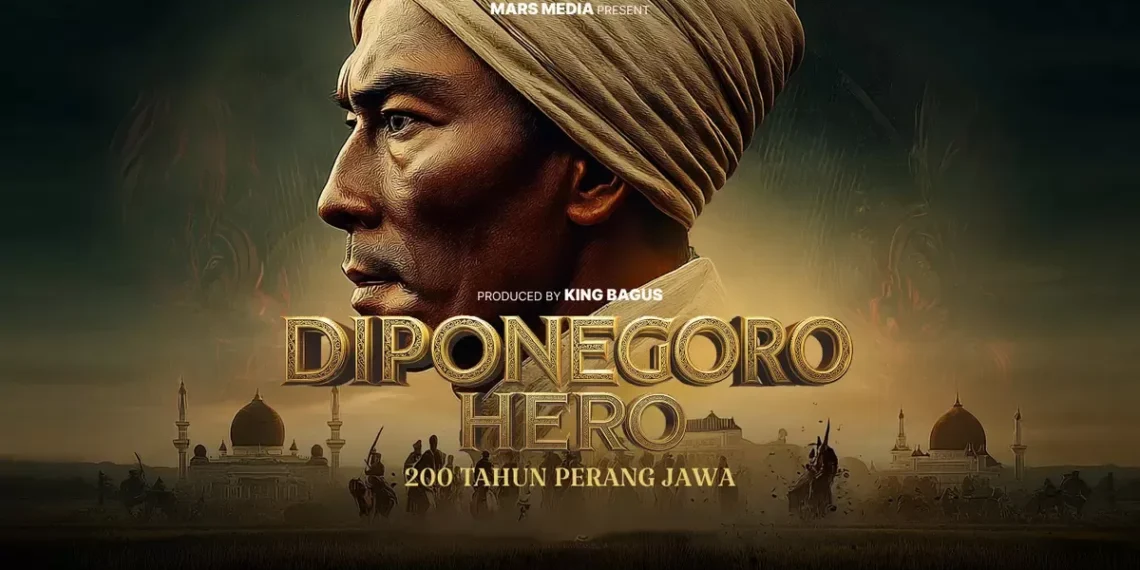 Poster film "Diponegoro Hero: 200 Tahun Perang Jawa" yang menampilkan Pangeran Diponegoro dalam aksi heroiknya. Foto: Dok. Mars Media (Reizka Kemala Nazar)