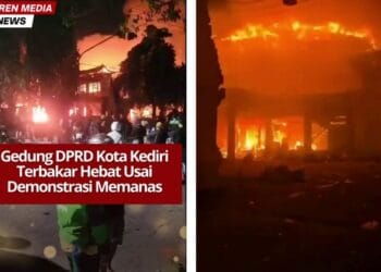 Situasi memanas di Kediri: massa membakar Gedung DPRD Kota Kediri dan menjarah fasilitas pemerintahan. Lalu lintas ditutup total hingga situasi mulai dikendalikan.