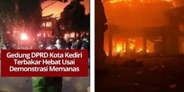Situasi memanas di Kediri: massa membakar Gedung DPRD Kota Kediri dan menjarah fasilitas pemerintahan. Lalu lintas ditutup total hingga situasi mulai dikendalikan.
