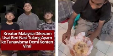 Video tiga kreator Malaysia yang memberi nasi berisi tulang ayam bekas kepada tunawisma menuai kecaman warganet karena dianggap tidak manusiawi dan merendahkan martabat. Sumber: tiktok.com/@brofirdauswong