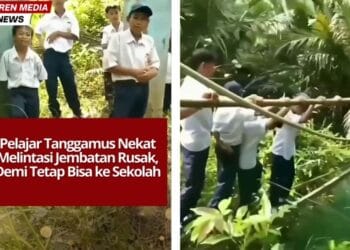 Video viral menunjukkan pelajar SMP di Tanggamus, Lampung, harus bertaruh nyawa menyeberang jembatan gantung rusak setiap hari untuk ke sekolah. Warga meminta pemerintah segera memperbaiki jembatan akses vital ini. Sumber: Urrangawak (X)