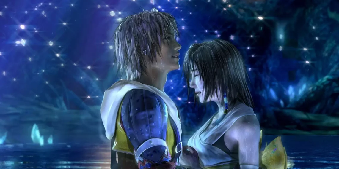 Game yang Bikin Nangis Menurut Gamer Jepang: Final Fantasy X Paling Nendang Screenshot Final Fantasy X yang menampilkan momen emosional protagonis Tidus dan Yuna—ikon game yang dibilang paling bikin nangis oleh gamers Jepang.