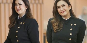 Nafa Urbach tengah tampil dalam siaran langsung, menjelaskan pandangannya soal tunjangan rumah DPR.