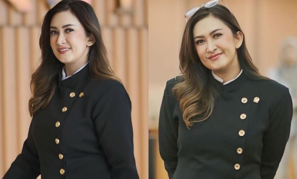 Nafa Urbach tengah tampil dalam siaran langsung, menjelaskan pandangannya soal tunjangan rumah DPR.