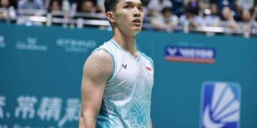 onatan Christie tengah tampil di lapangan, mempersiapkan diri menghadapi Kejuaraan Dunia Bulu Tangkis 2025. Sumber: dok. PBSI via IDN Times