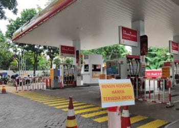 SPBU Shell dengan kondisi tangki bahan bakar kosong. (Sumber: Tribunnews)