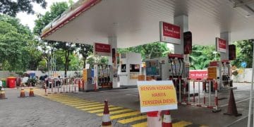 SPBU Shell dengan kondisi tangki bahan bakar kosong. (Sumber: Tribunnews)