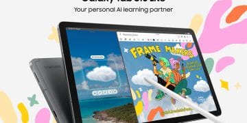 Samsung Galaxy Tab S10 Lite ditampilkan dengan varian warna Coral Red dan Grey. (Sumber: Samsung Indonesia)