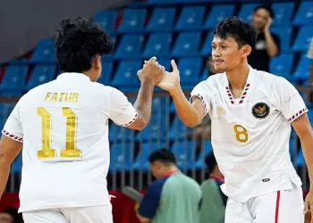 Timnas futsal Indonesia melawan Denmark di final CFA International Men’s Futsal Tournament di Shijiazhuang, Cina, pada 11 September 2025. (Sumber: genpi.co)