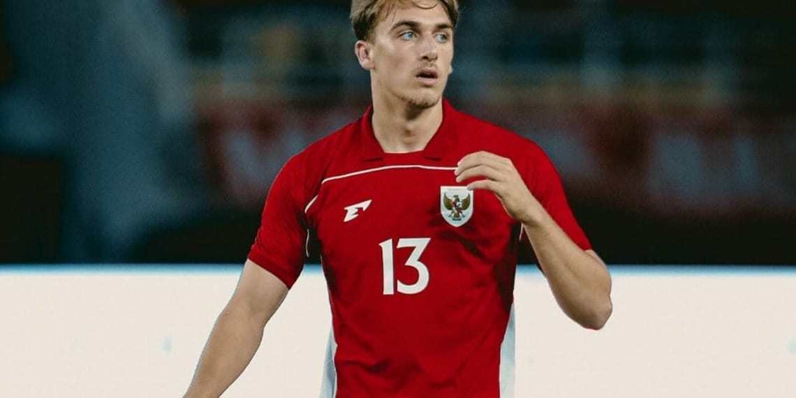 Mauro Zijlstra saat tampil perdana dengan jersey Timnas Indonesia dalam laga FIFA Matchday melawan Taiwan di Stadion Gelora Bung Tomo, Surabaya. (Sumber: PSSI)