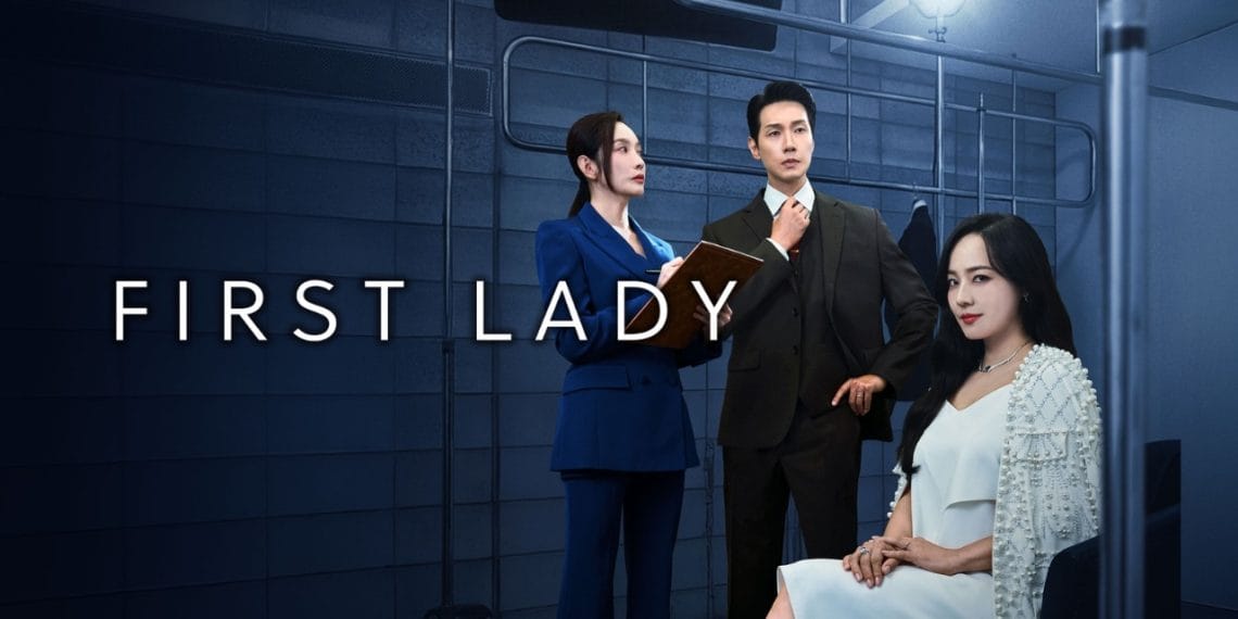 Poster drama "First Lady" menampilkan Eugene dan Ji Hyun Woo dengan nuansa elegan. (Sumber: MBN Drama VIa harian.disway.id)