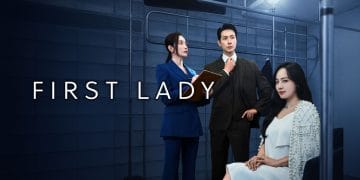 Poster drama "First Lady" menampilkan Eugene dan Ji Hyun Woo dengan nuansa elegan. (Sumber: MBN Drama VIa harian.disway.id)