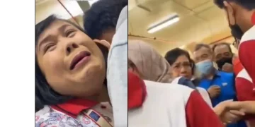 Tangkapan layar suasana perpisahan karyawan pabrik Gudang Garam yang viral di media sosial. (Sumber: jawapos)