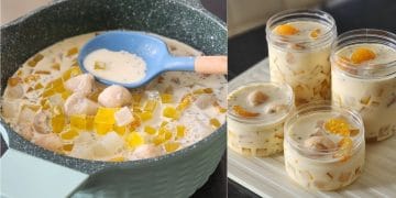 Creamy buko lychee orange, dessert segar dengan kombinasi buah dan susu yang creamy. (Sumber: Youtube / Cooking With Hel)