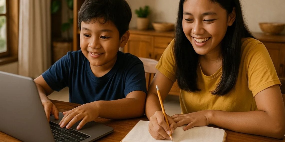 Anak-anak belajar di kelas dengan suasana aktif, menggambarkan pentingnya keterampilan abad 21 dalam pendidikan modern. (Sumber: timedooracademy.com)