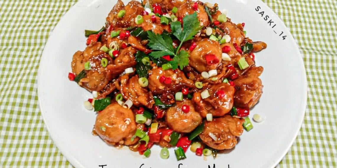 Potongan tempe crispy disiram saus mentega gurih manis, cocok untuk lauk harian (Sumber: Cookpad)