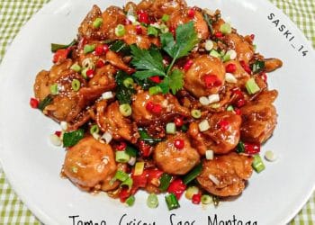 Potongan tempe crispy disiram saus mentega gurih manis, cocok untuk lauk harian (Sumber: Cookpad)