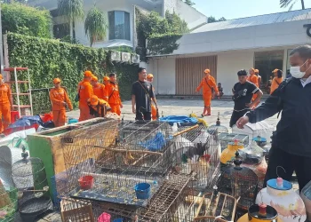 Pemkot Jaksel mulai membongkar kios pedagang Pasar Barito untuk mendukung proyek Taman Bendera Pusaka. Pedagang akan direlokasi ke Lenteng Agung. (Foto: Antara)