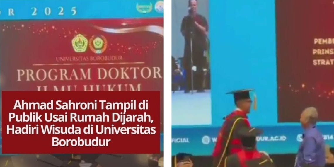 Usai rumahnya dijarah, politikus Ahmad Sahroni kembali muncul di publik. Ia menghadiri wisuda Universitas Borobudur dan tetap aktif dalam kegiatan penting.