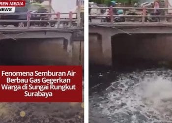 Fenomena semburan air berbau gas muncul di Sungai Rungkut, Surabaya, menarik perhatian warga dan akademisi yang meneliti penyebabnya.
