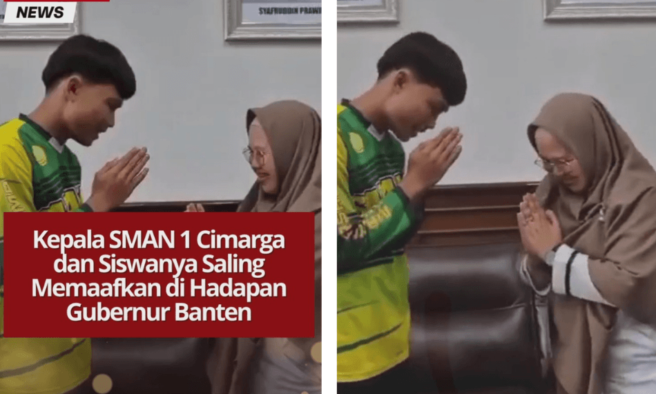Kepala SMAN 1 Cimarga dan siswanya akhirnya saling memaafkan di hadapan Gubernur Banten Andra Soni setelah insiden yang sempat viral di media sosial.
