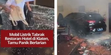 Mobil listrik menerobos restoran hotel di Klaten, bikin tamu panik. Diduga pengemudi kehilangan kendali, beruntung tak ada korban luka.