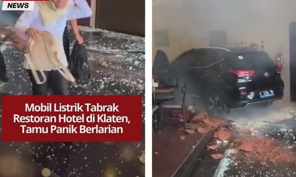 Mobil Listrik Tabrak Restoran Hotel di Klaten, Tamu Panik Berlarian Mobil listrik menerobos restoran hotel di Klaten, bikin tamu panik. Diduga pengemudi kehilangan kendali, beruntung tak ada korban luka.