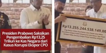 Presiden Prabowo saksikan pengembalian Rp13,25 triliun dari kasus korupsi ekspor CPO. Ia apresiasi Kejaksaan Agung atas komitmen pemberantasan korupsi.