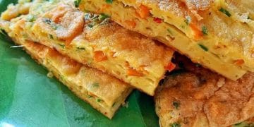 Telur dadar Padang tebal tanpa kelapa dan tepung, tetap mengembang meski sudah dingin. (Sumber: Piknikdong)