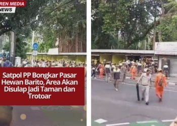 Satpol PP Jaksel bongkar Pasar Hewan Barito untuk kembalikan fungsi taman dan trotoar sesuai arahan Gubernur DKI Jakarta dalam program revitalisasi.