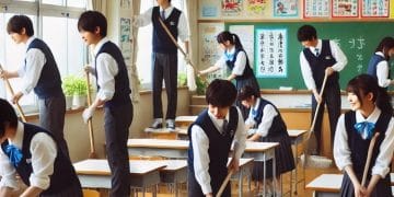 Sekolah di Jepang mengajarkan filosofi Osoji, tradisi bersih-bersih yang membentuk kedisiplinan, tanggung jawab, dan rasa hormat siswa terhadap lingkungan. (Foto: India Today)