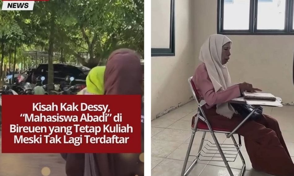 Kisah inspiratif Kak Dessy, sosok “mahasiswa abadi” di Universitas Almuslim, Bireuen, Aceh, yang tetap kuliah dan mencatat ilmu meski tak lagi terdaftar secara resmi.