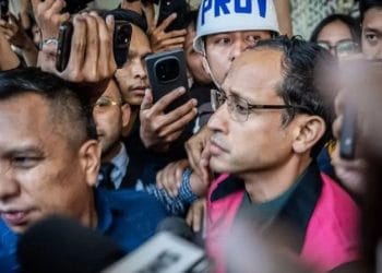 Majelis Hakim PN Jakarta Selatan menolak praperadilan Nadiem Makarim. Penetapan tersangka kasus korupsi Chromebook dinyatakan sah menurut hukum. (Foto: Antara/Bayu Pratama)