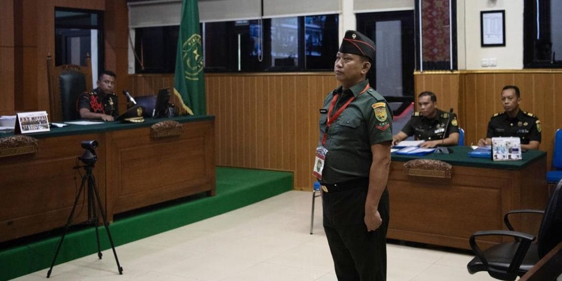 Pengadilan Militer Tinggi I Medan menolak banding Kopda Bazarsah dalam kasus penembakan tiga polisi Lampung. Vonis mati tetap dijatuhkan. (Foto: ANTARA FOTO/NOVA WAHYUDI)