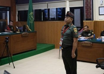 Pengadilan Militer Tinggi I Medan menolak banding Kopda Bazarsah dalam kasus penembakan tiga polisi Lampung. Vonis mati tetap dijatuhkan. (Foto: ANTARA FOTO/NOVA WAHYUDI)