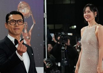 Hyun Bin dan Son Ye-jin menorehkan sejarah di Blue Dragon Film Awards 2025 dengan meraih Best Actor dan Best Actress sekaligus sebagai pasangan suami istri. (Foto: AP Photo/Ahn Young-joon)