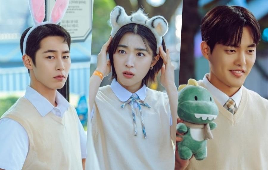 Last Summer hadir dengan foto baru Lee Jae Wook, Choi Sung Eun dan Kim Gun Woo ke taman hiburan pakai seragam sekolah, memunculkan spekulasi cinta segitiga. (Foto: Soompi)