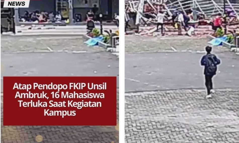 16 mahasiswa Unsil Tasikmalaya terluka akibat ambruknya atap pendopo FKIP. Evakuasi cepat dilakukan dan penyebab runtuhan masih dalam penyelidikan.