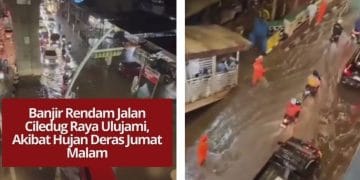 Banjir rendam Jalan Ciledug Raya, Ulujami, akibat hujan deras Jumat malam. Pengendara diminta berhati-hati, petugas mulai lakukan penanganan.