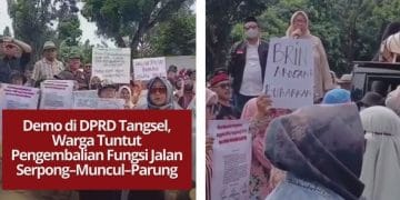 Warga Tangsel berunjuk rasa di DPRD menuntut pengembalian fungsi jalan Serpong–Muncul–Parung sebagai jalan Provinsi Banten.
