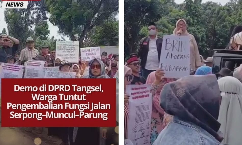 Warga Tangsel berunjuk rasa di DPRD menuntut pengembalian fungsi jalan Serpong–Muncul–Parung sebagai jalan Provinsi Banten.