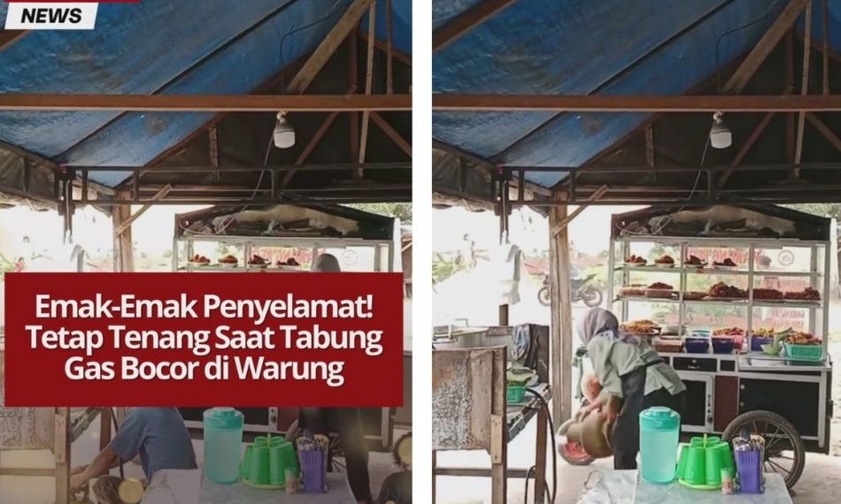 Viral emak-emak tetap tenang saat tabung gas bocor di warung, sigap pindahkan ke luar dan selamatkan lingkungan dari potensi kebakaran.