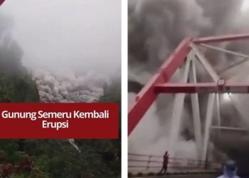 Gunung Semeru erupsi dengan kolom abu 2.000 meter dan kini berstatus Level IV Awas.