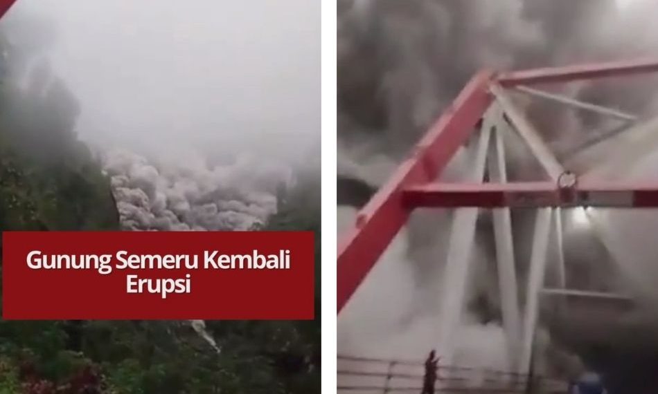 Gunung Semeru erupsi dengan kolom abu 2.000 meter dan kini berstatus Level IV Awas.