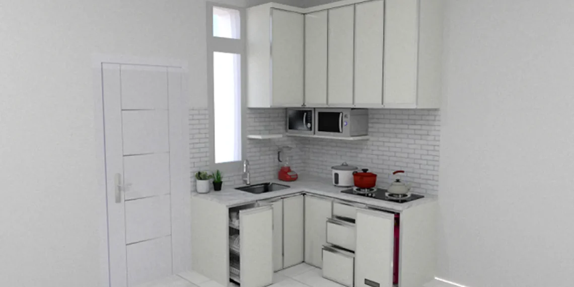 Pelajari trik menata kitchen set di dapur kecil agar tetap fungsional, rapi, dan estetik tanpa membuat ruang terasa sempit. (Foto: Kreasiukasah.co.id)