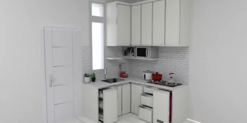 Pelajari trik menata kitchen set di dapur kecil agar tetap fungsional, rapi, dan estetik tanpa membuat ruang terasa sempit. (Foto: Kreasiukasah.co.id)