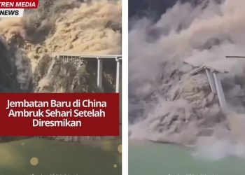 Jembatan Hongqi di Sichuan, China, ambruk sehari setelah diresmikan akibat pergeseran tanah dan longsor besar di wilayah pegunungan.