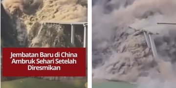Jembatan Hongqi di Sichuan, China, ambruk sehari setelah diresmikan akibat pergeseran tanah dan longsor besar di wilayah pegunungan.