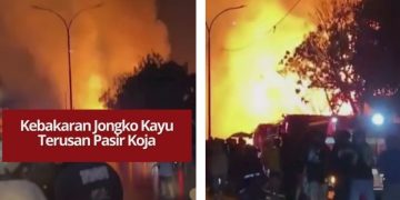 Kebakaran hebat melumat jongko kayu di Terusan Pasir Koja, Sukahaji, malam ini. Puluhan keluarga terpuruk dan warga panik akibat risiko merembet ke permukiman.